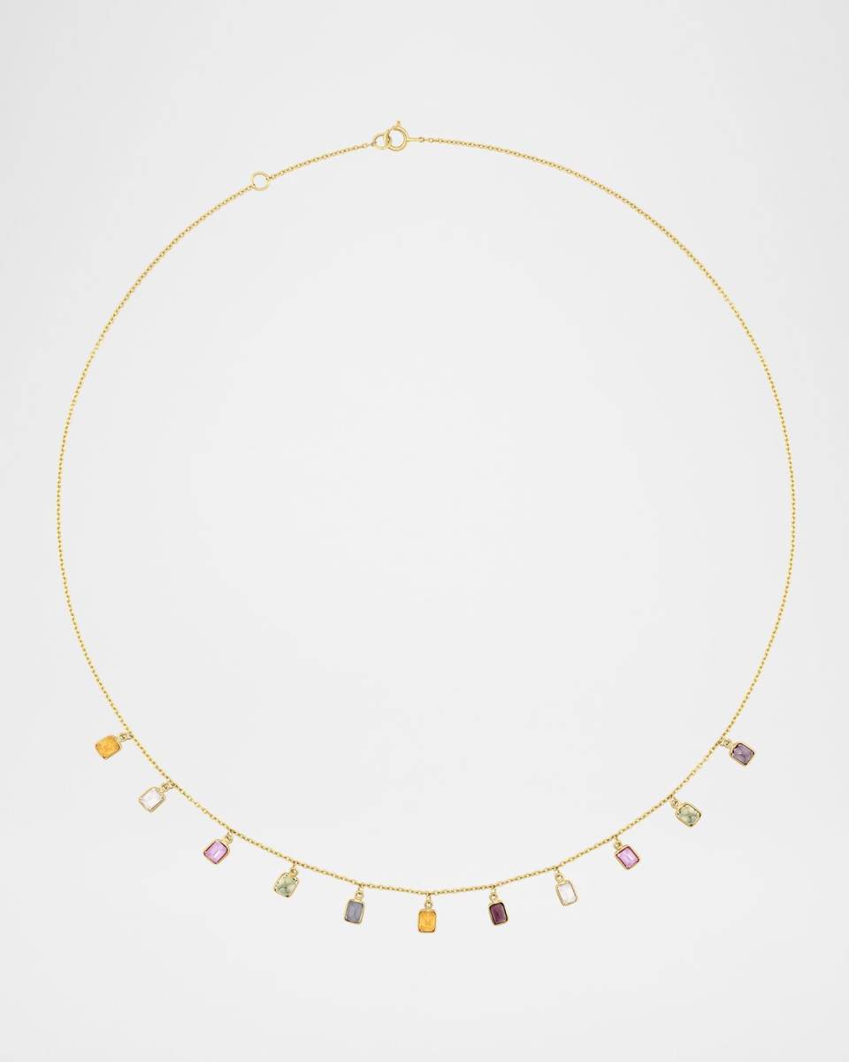 Chakra Rainbow Sapphire Bezel Necklace